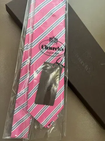 영국 여왕상 수상 영국제 처치 넥타이 핑크/스모크 블루