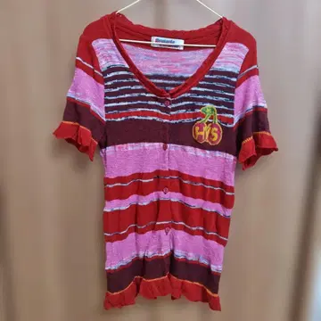 Hysteric Glamour 반팔 니트 빨간색 핑크 스트라이프