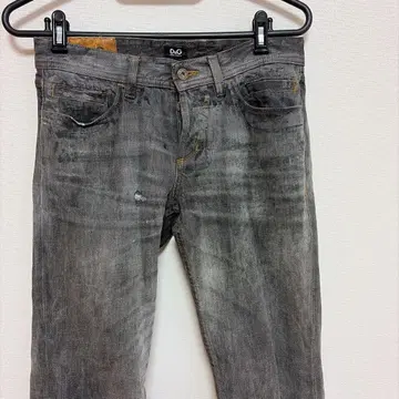 D&G 그레이 스트레이트 데님 30 M L 데미지 가공