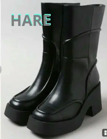 [ HARE ] 블랙 블록 힐 부츠