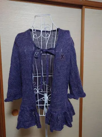 이타리야 퍼플 가디건 7부 소매