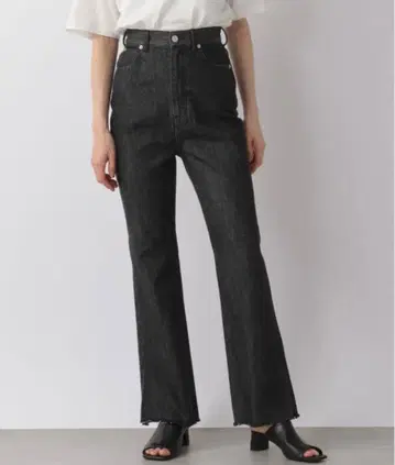 LOWRYSFARM 하이웨스트 슬릿 데님 팬츠 블랙