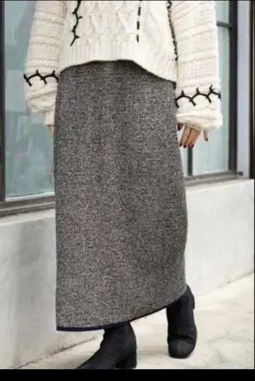 믹스 리브 니트 스커트 니코앤드