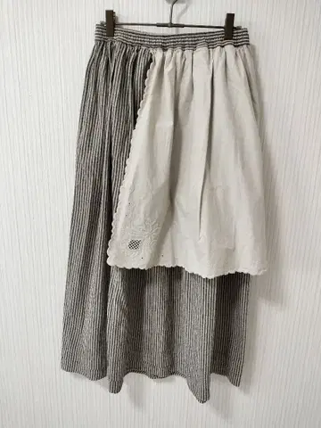 스트라이프 코튼 플레어 스커트 사만사 모스모스 sm2