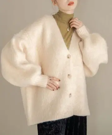 [ hinari ] 니트 가디건 & 카키 이너 세트