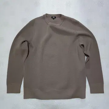 유니클로 워셔블 밀라노 리브 크루넥 스웨터 32 베이지 (모카에 가까운)