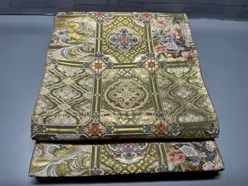 순수 실크 후쿠로 오비 럭셔리 금 자수