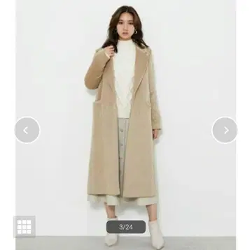 택 포함 미사용 새상품 리엔다 울 MIX 체스터 코트