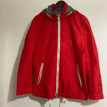 TOMMY HILFIGER 레드 L 나일론 자켓 후드 부착