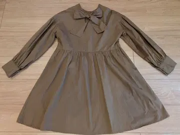 SUM1 STYLE 도트 x 플리츠 긴팔 원피스 그레이 F