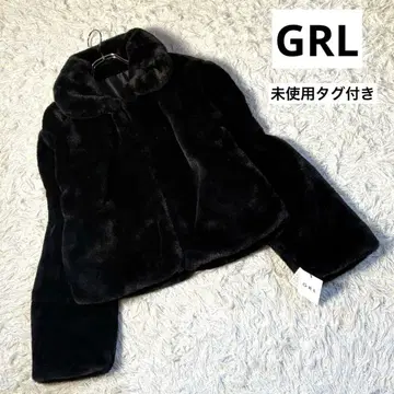 미사용 택 포함 GRL 인조 모피 자켓 블랙 F 사이즈