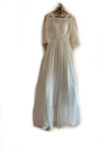 화이트 웨딩 드레스 긴팔 레이스