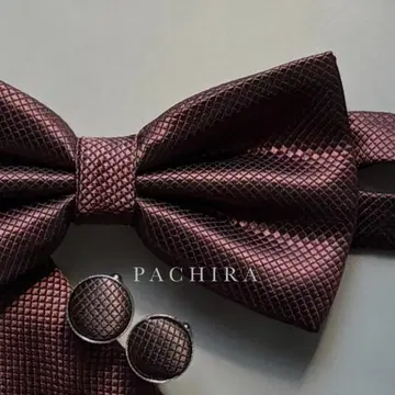 브라운 나비 넥타이 포켓 치프 커프스 세트 스퀘어 결혼식 사전 촬영