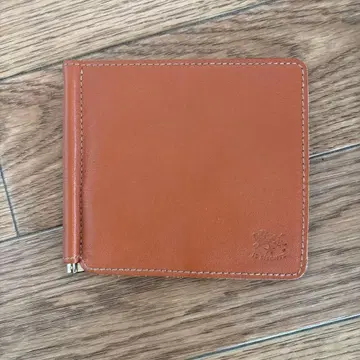 브라운 가죽 이단 접이식 머니클립