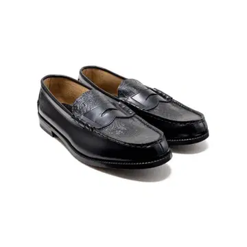 25.5 MENS EMBOSSED LOAFERS BLACK PAISLEY