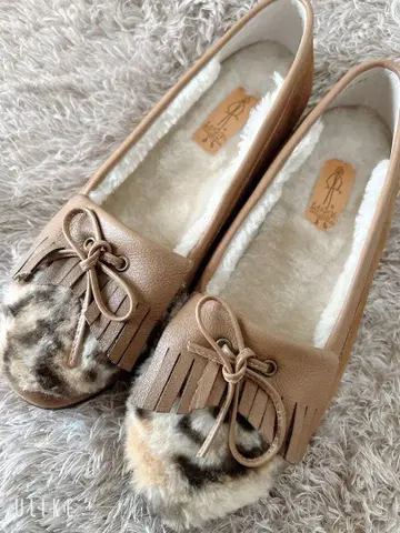 키다리 아저씨 베이지 프린지 리본 모카신