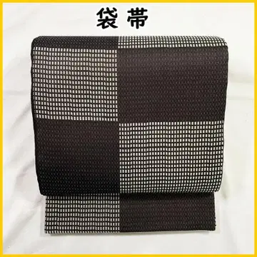 512my21 격자 무늬 도트 후쿠로 오비 육통 새상품급