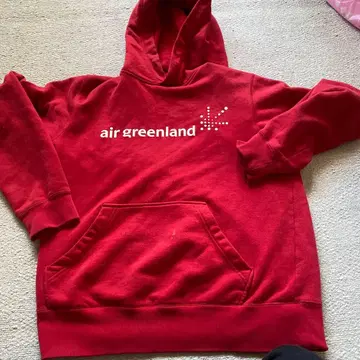air greenland 빨간색 후드 부착 후드티