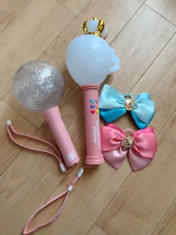 응원봉 왕관 포함 핑크 리본 세트