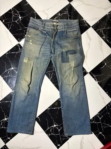 y2k 라이트 블루 데미지 스트레이트 데님