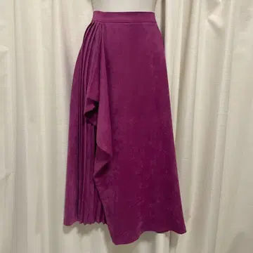 [ Viaggio Blu ] 피치스킨 랩 스타일 플리츠 플레어 롱 스커트