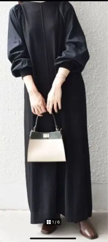 ships 쉽스 직물 콤비 니트 원피스 원피스 블랙