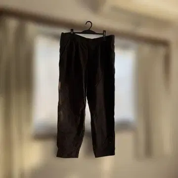 블랙 코튼 혼합 캐주얼 팬츠