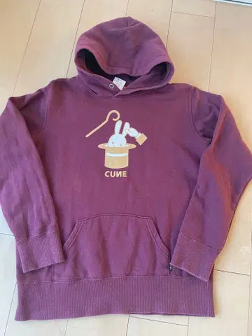 CUNE 큔 후드티 트레이닝복 팥색 M