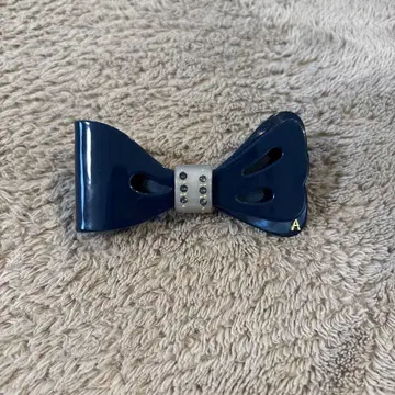 리본형 헤어 클립 네이비