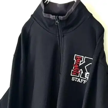 포트 오소리티 나이츠 자수 하프 지퍼 맨투맨 블랙 구제 의류