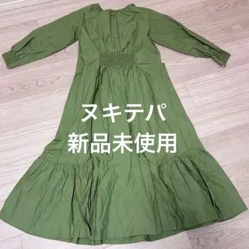 [ 새상품 ] 누키테파 카키 원피스 S 코튼 100%