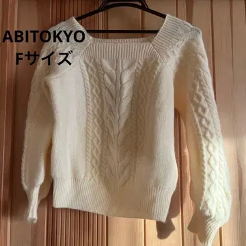 ABITOKYO 스퀘어넥 케이블 니트