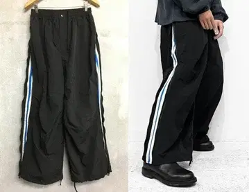 리포메드 사이드 지퍼 라인 와이드 팬츠