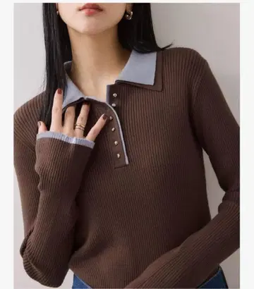 더블 칼라 폴로 니트탑