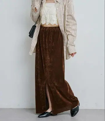 kastane 튤 벨로아 스커트 브라운 사이즈 0