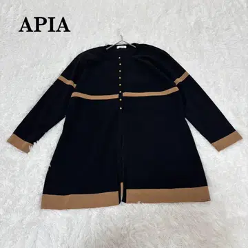 [아피아] 긴팔 니트 가디건 M 골드 버튼 울 블랙 브라운 아우터