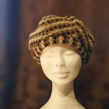 [ E-ZOO ] 브라운 계열 스트라이프 니트 베레모 일본제