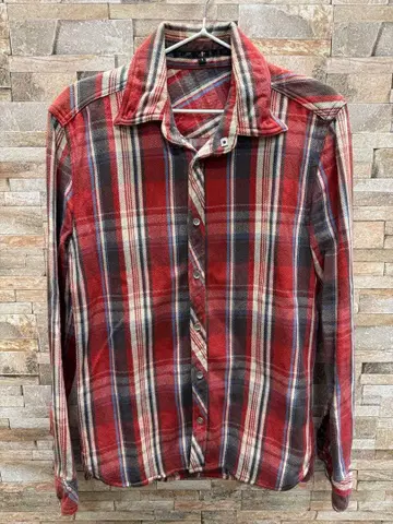 NOID 플란넬 긴팔 셔츠 빨간색 블랙 파랑 체크