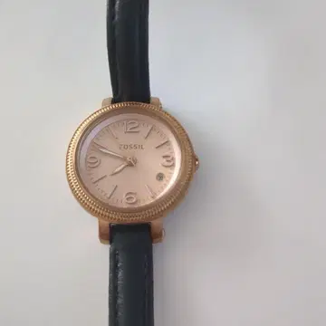 FOSSIL 로즈 골드 블랙 가죽 시계