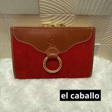 el caballo 접이식 지갑 가마구치 스웨이드 가죽