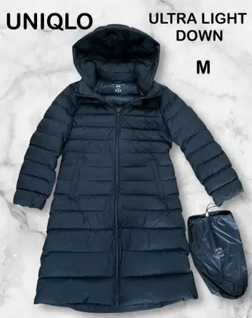 새상품급 유니클로 2Way 울트라 라이트 다운 롱 코트 네이비 M