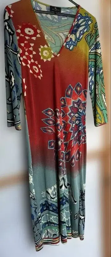ETRO 멀티 컬러 꽃무늬 V넥 원피스 46