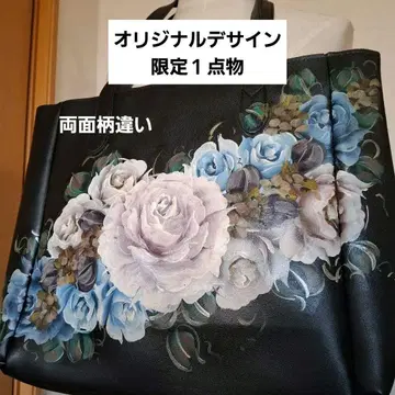 장미 페인트 한정판 빅 사이즈 양면 패턴 숄더백