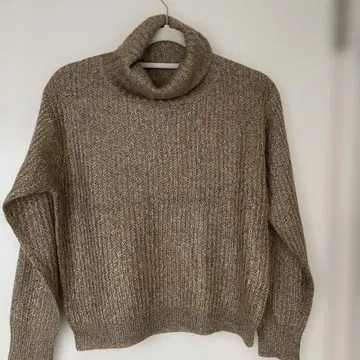 베이지 계열 터틀넥 니트 긴팔