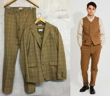 로터 새상품급 윈도페인 쓰리피스 체크 수트 셋업