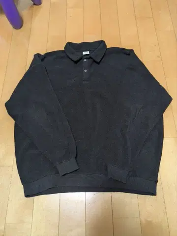 블랙 플리스 피케 셔츠 L 사이즈