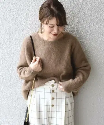 SHIPS 쉽스 헤어리 크루넥 풀오버 니트 브라운