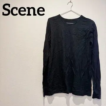 새상품급 Scene 블랙 긴팔 티셔츠 가을 겨울 의류 블랙 컬러