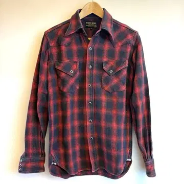 WEST RIDE 긴팔 플란넬 셔츠 레드 블랙 체크