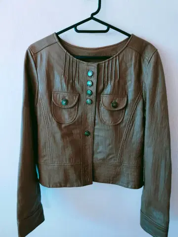 Laila collection 브라운 가죽 숏 자켓